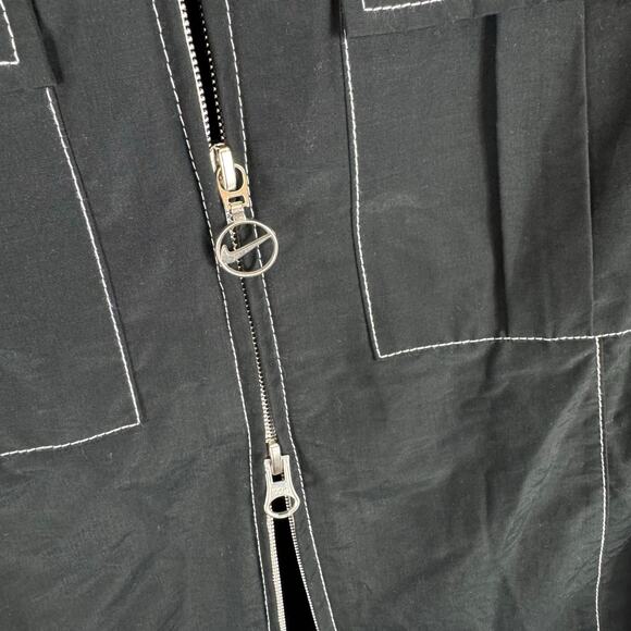 Nike Vintage Y2K Black Double Zipper Contrast Stitching Cotton Nylon Jacket Sz L - Picture 5 of 8